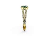 Yellow gold Fancy Green Round  Solitaire Split Shank Pavé Diamond Engagement Ring_393