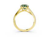 Yellow gold Fancy Green Round  Solitaire Split Shank Pavé Diamond Engagement Ring_394