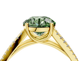 Yellow gold Fancy Green Round  Solitaire Split Shank Pavé Diamond Engagement Ring_395