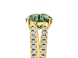 Yellow gold Fancy Green Round  Solitaire Split Shank Pavé Diamond Engagement Ring_396