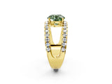 Yellow gold Fancy Green Round  Solitaire Split Shank Pave Diamond Ring_51