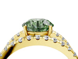 Yellow gold Fancy Green Round  Solitaire Split Shank Pave Diamond Ring_53