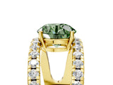 Yellow gold Fancy Green Round  Solitaire Split Shank Pave Diamond Ring_54