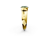 Yellow gold Fancy Green Round  Solitaire Tension Set Diamond Ring with Wide Band_22