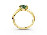 Yellow gold Fancy Green Round  Solitaire Tension Set Diamond Ring with Wide Band_23