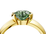 Yellow gold Fancy Green Round  Solitaire Tension Set Diamond Ring with Wide Band_24