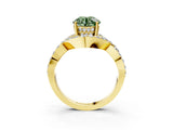 Yellow gold Fancy Green Round  Solitaire Twist Band Pavé Diamond Engagement Ring_35