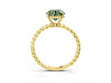 Yellow gold Fancy Green Round  Solitaire Twist Band Ring with Four-Prong Setting_15
