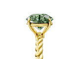 Yellow gold Fancy Green Round  Solitaire Twist Band Ring with Four-Prong Setting_17