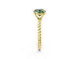Yellow gold Fancy Green Round  Solitaire Twist Band Ring with Four-Prong Setting_70