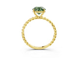 Yellow gold Fancy Green Round  Solitaire Twist Band Ring with Four-Prong Setting_71