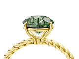 Yellow gold Fancy Green Round  Solitaire Twist Band Ring with Four-Prong Setting_72