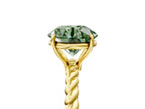 Yellow gold Fancy Green Round  Solitaire Twist Band Ring with Four-Prong Setting_73