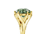 Yellow gold Fancy Green Round  Solitaire Twist Band Six-Prong Setting 1