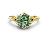 Yellow gold Fancy Green Round  Solitaire Twist Band Six-Prong Setting 2
