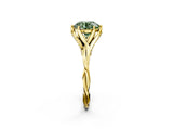 Yellow gold Fancy Green Round  Solitaire Twist Band Six-Prong Setting 4