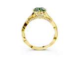 Yellow gold Fancy Green Round  Solitaire Twist Band Six-Prong Setting 5