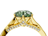 Yellow gold Fancy Green Round  Solitaire Twist Band Six-Prong Setting
