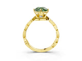 Yellow gold Fancy Green Round  Solitaire Twist Band with Leaf Prong Setting 3
