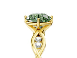 Yellow gold Fancy Green Round  Solitaire Twist Band with Leaf Prong Setting 5