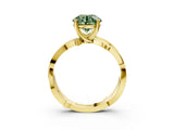 Yellow gold Fancy Green Round  Solitaire Twist Band with Pavé Accents and Four-Prong Setting_23