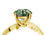 Yellow gold Fancy Green Round  Solitaire Twist Band with Pavé Accents and Four-Prong Setting_24