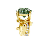 Yellow gold Fancy Green Round  Solitaire Twist Band with Pavé Accents and Four-Prong Setting_25
