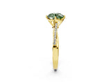 Yellow gold Fancy Green Round  Solitaire Twist Band with Pavé Diamonds and Four-Prong Setting_55