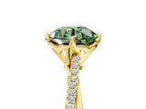 Yellow gold Fancy Green Round  Solitaire Twist Band with Pavé Diamonds and Four-Prong Setting_58
