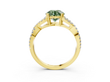 Yellow gold Fancy Green Round  Solitaire Twist Band with Pavé Setting and Four-Prong Setting_20