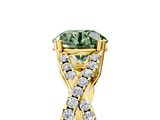 Yellow gold Fancy Green Round  Solitaire Twist Band with Pavé Setting and Four-Prong Setting_22
