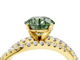 Yellow gold Fancy Green Round  Solitaire Twist Band with Pavé Setting and Four-Prong Setting_80