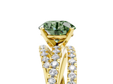 Yellow gold Fancy Green Round  Solitaire Twist Band with Pavé Setting and Four-Prong Setting_81