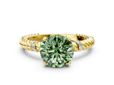 Yellow gold Fancy Green Round  Solitaire Twisted Band Prong Set Engagement Ring_61