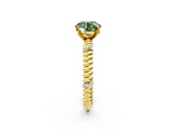 Yellow gold Fancy Green Round  Solitaire Twisted Band Prong Set Engagement Ring_63
