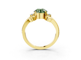 Yellow gold Fancy Green Round  Solitaire Twisted Band Scroll Prong Ring_6