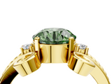 Yellow gold Fancy Green Round  Solitaire Twisted Band Scroll Prong Ring_7