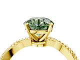 Yellow gold Fancy Green Round  Solitaire Twisted Band with Bead Prong Setting_375