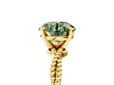 Yellow gold Fancy Green Round  Solitaire Twisted Band with Bead Prong Setting_376