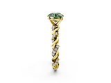 Yellow gold Fancy Green Round  Solitaire Twisted Band with Pavé Accents and Four-Prong Setting_5