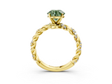 Yellow gold Fancy Green Round  Solitaire Twisted Band with Pavé Accents and Four-Prong Setting_6