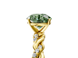 Yellow gold Fancy Green Round  Solitaire Twisted Band with Pavé Accents and Four-Prong Setting_8