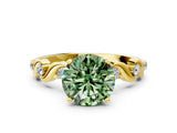 Yellow gold Fancy Green Round  Solitaire Twisted Band with Prong Setting 1
