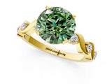 Yellow gold Fancy Green Round  Solitaire Twisted Band with Prong Setting 2