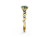 Yellow gold Fancy Green Round  Solitaire Twisted Band with Prong Setting 3