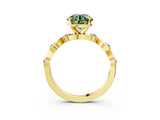 Yellow gold Fancy Green Round  Solitaire Twisted Band with Prong Setting 4