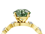 Yellow gold Fancy Green Round  Solitaire Twisted Band with Prong Setting 5