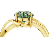 Yellow gold Fancy Green Round  Solitaire Twisted Band with Prong Setting_7