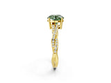 Yellow gold Fancy Green Round  Solitaire Twisted Pave Diamond Ring with Four-Prong Setting_105