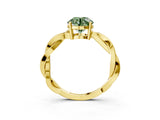 Yellow gold Fancy Green Round  Solitaire Twisted Pave Diamond Ring with Four-Prong Setting_106